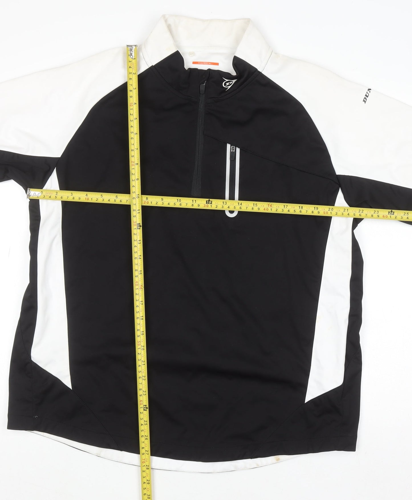 Dunlop Sport Men's Black White XL 1/4 Zip Polyester Activewear Top