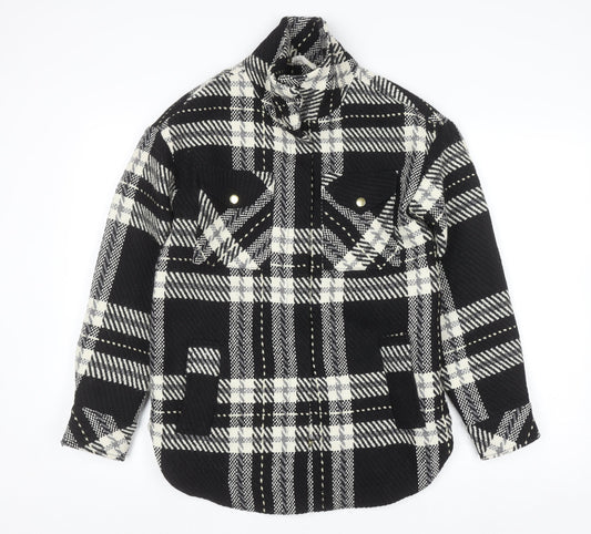 Mint Velvet Women's Black Check Wool Blend Shacket Jacket XS