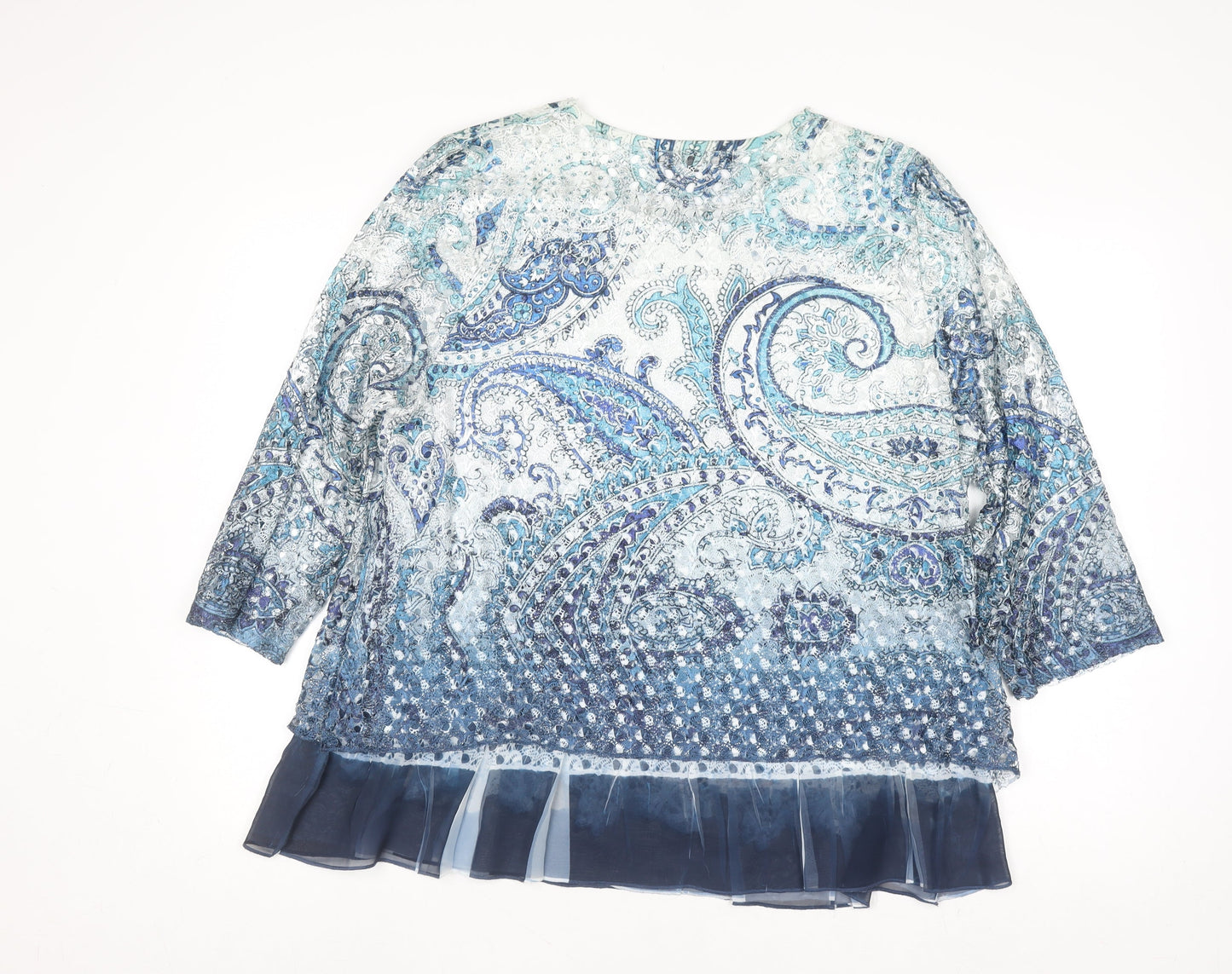 Jessica Graaf Women's Blue Paisley Lace Tunic Blouse 2XL