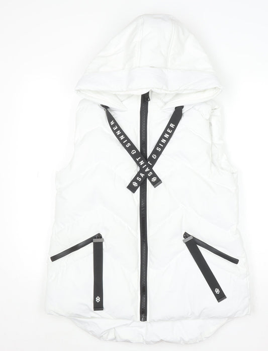 Saint & Sinner Women’s White Hooded Puffer Waistcoat Size 10