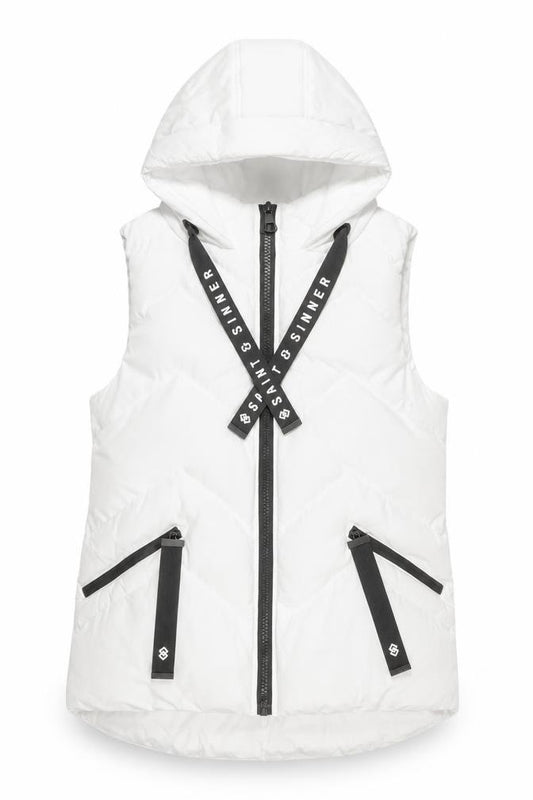 Saint & Sinner Women’s White Hooded Puffer Waistcoat Size 10