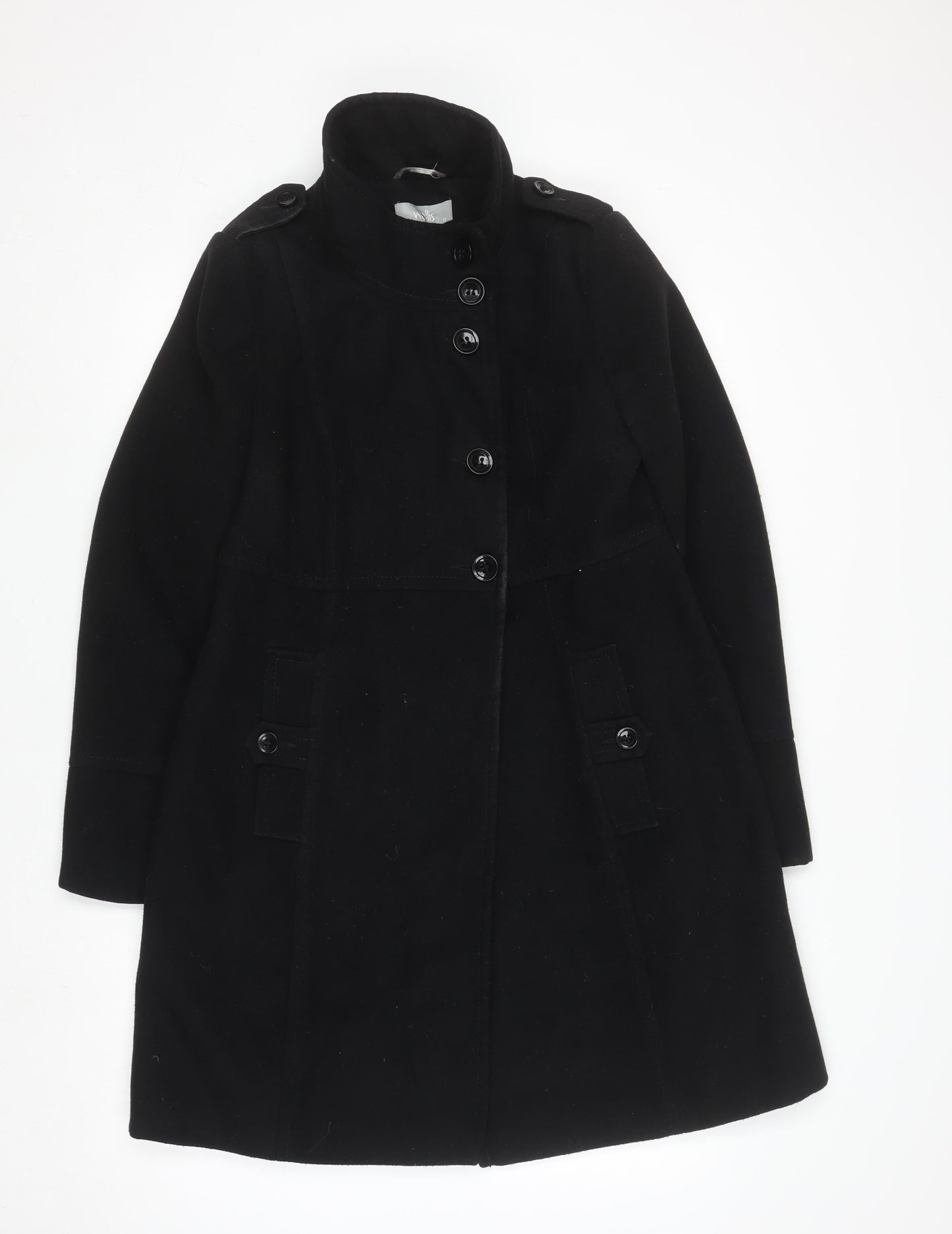 Wallis Women's Black Mid-Length Button Up Coat Size 12