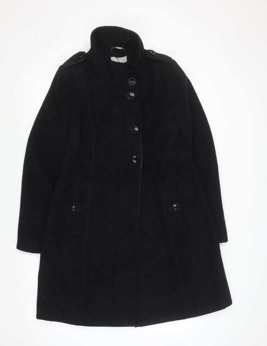 Wallis Women's Black Mid-Length Button Up Coat Size 12
