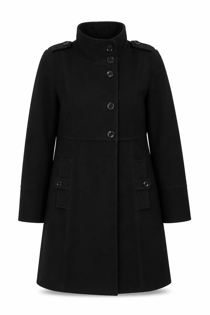 Wallis Women's Black Mid-Length Button Up Coat Size 12