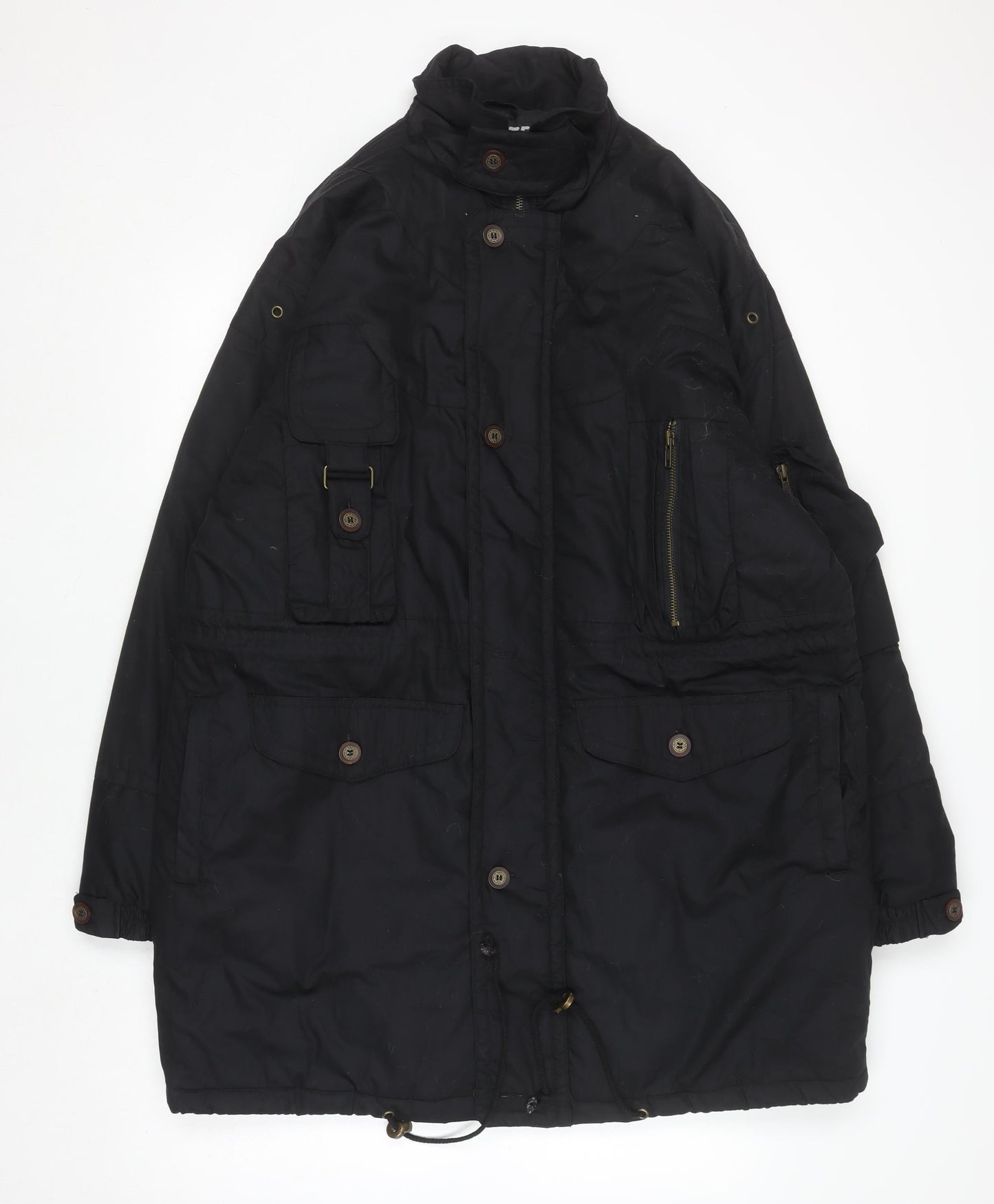 Rite Road Mens Black L Parka Jacket Polyester Cotton Lined Winter Coat