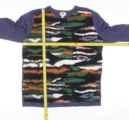 YAL New York Women's Purple Abstract Knit Pullover Jumper M