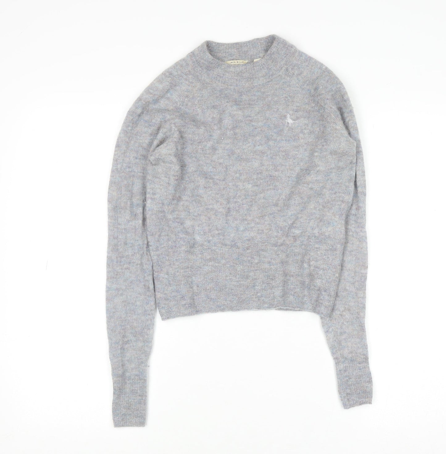 Jack Wills Women's Grey Crew Neck Wool-Blend Pullover Jumper Size 6