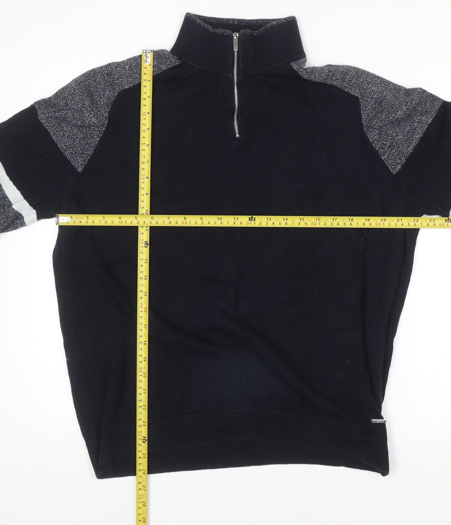Next Men’s Blue 2XL Half Zip Cotton Jumper High Neck Knitwear