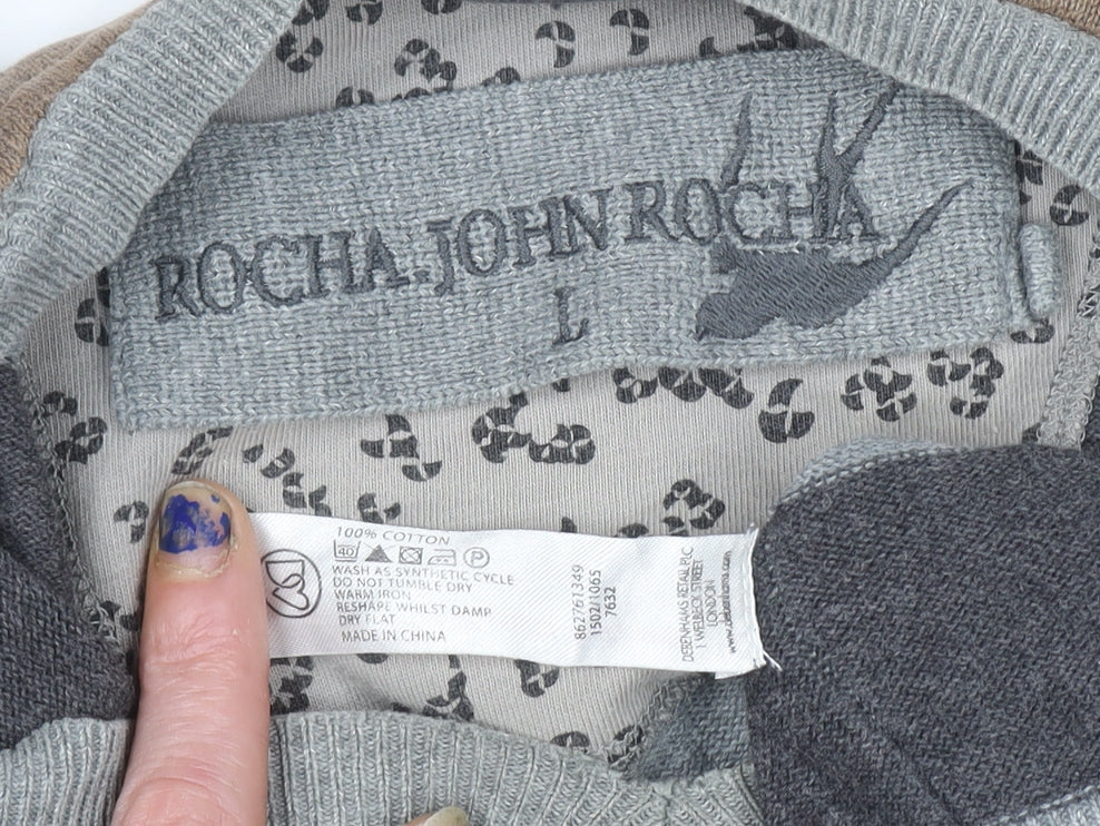 Rocha John Rocha Men’s Multicoloured Striped Cotton V-Neck Jumper Size L
