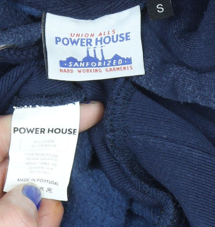 Power House Men's Blue Pullover Hoodie Size S Cotton Blend