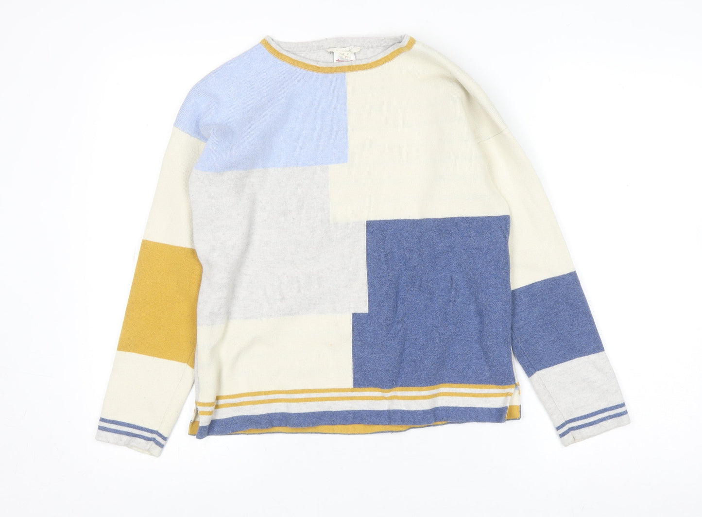 White Stuff Womens Multicoloured Cotton Blend Crew Neck Jumper Size 8