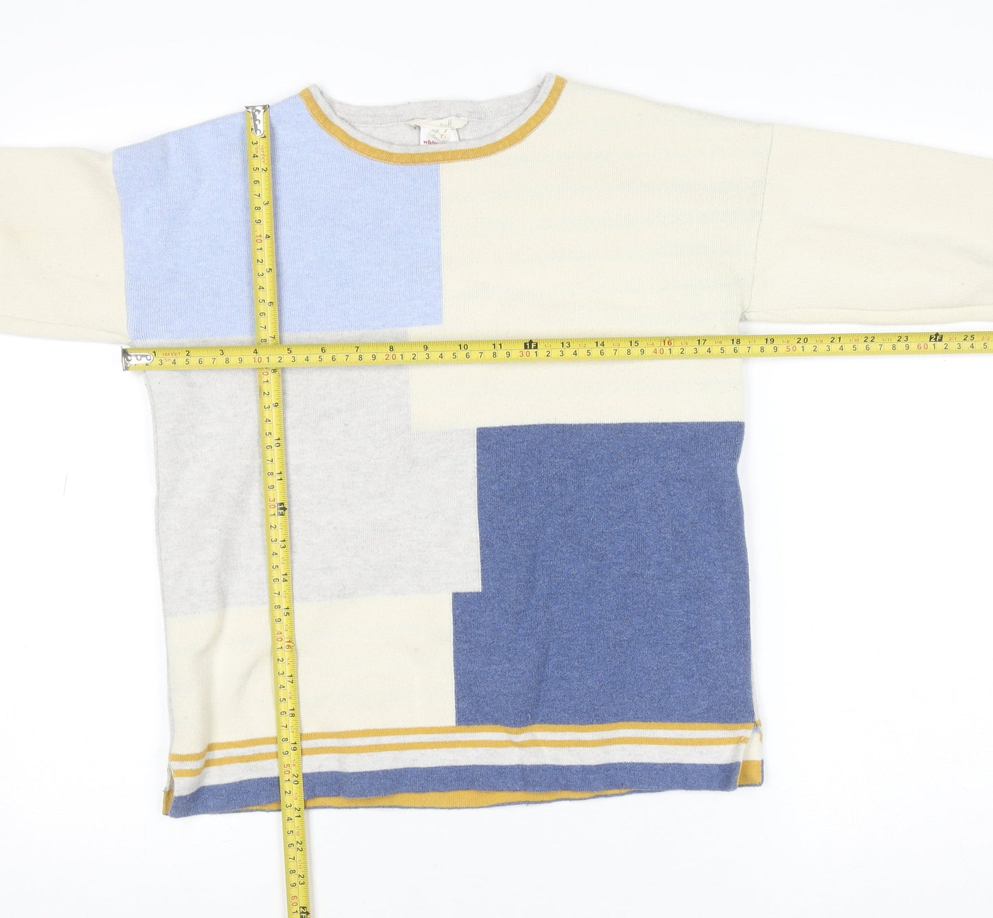 White Stuff Womens Multicoloured Cotton Blend Crew Neck Jumper Size 8