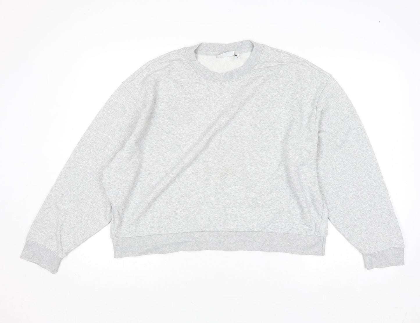 Weekday Women Grey Crew Neck Cotton Blend Pullover Jumper M