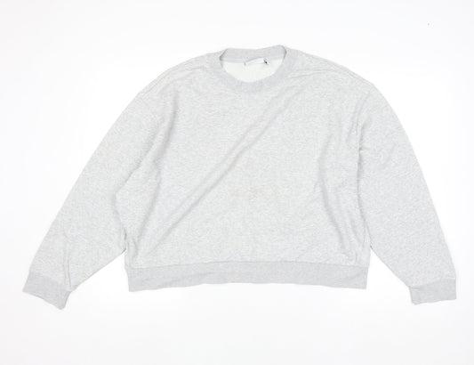 Weekday Women Grey Crew Neck Cotton Blend Pullover Jumper M