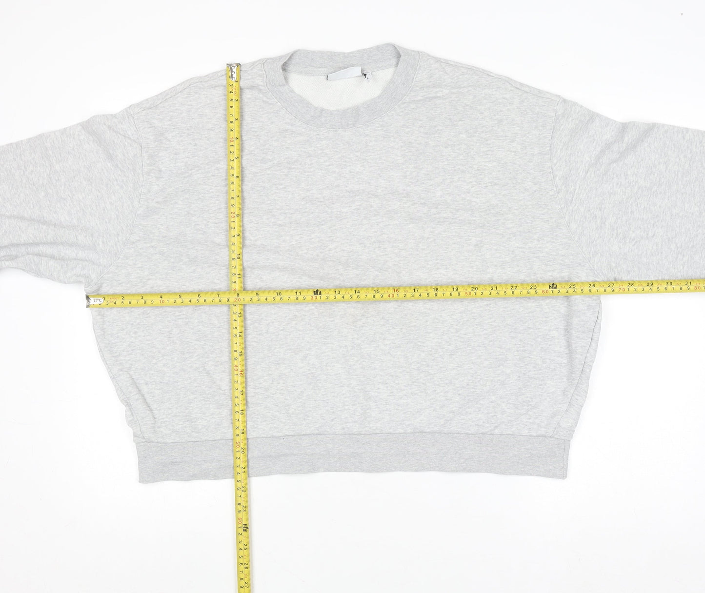 Weekday Women Grey Crew Neck Cotton Blend Pullover Jumper M