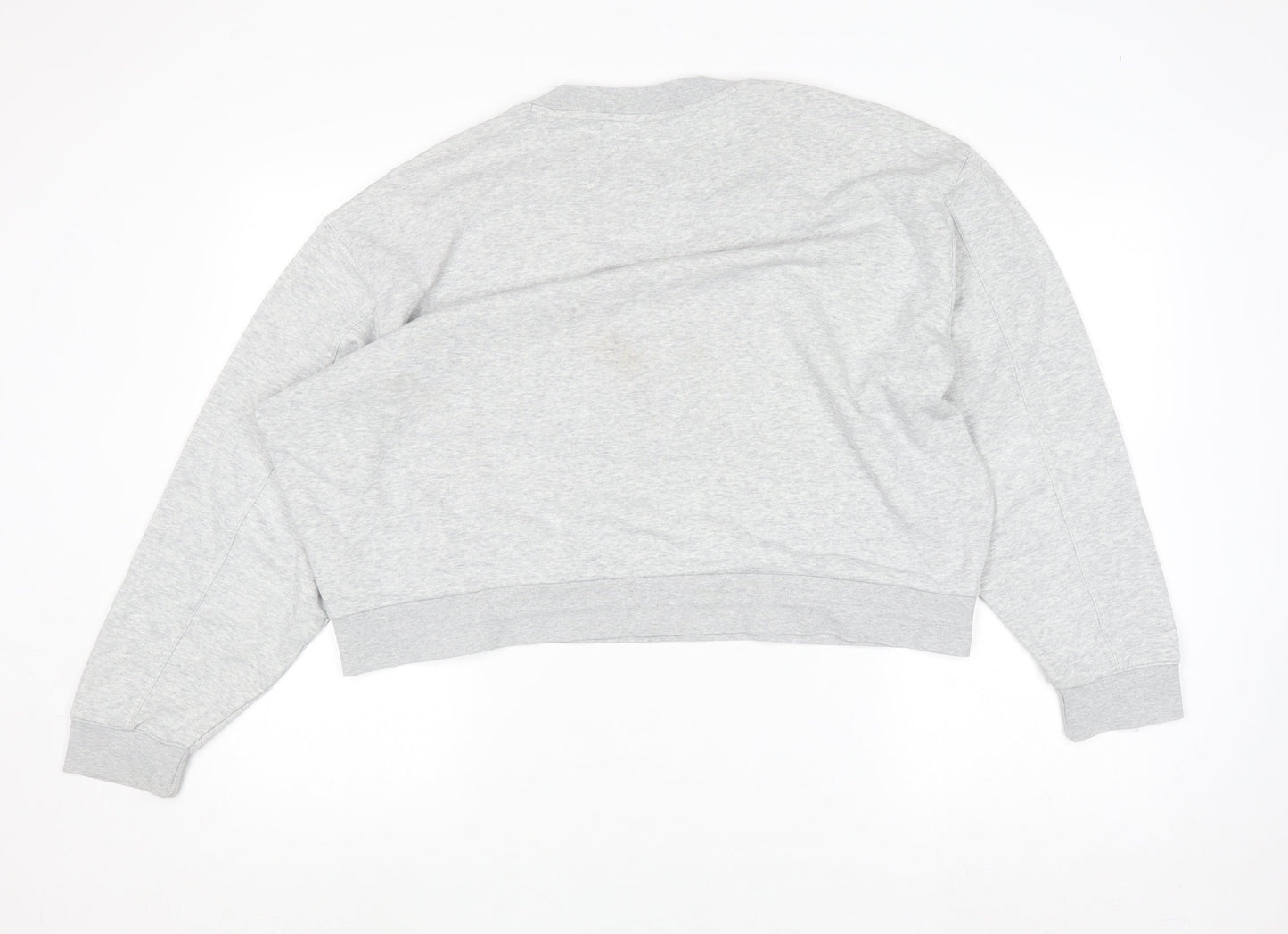 Weekday Women Grey Crew Neck Cotton Blend Pullover Jumper M