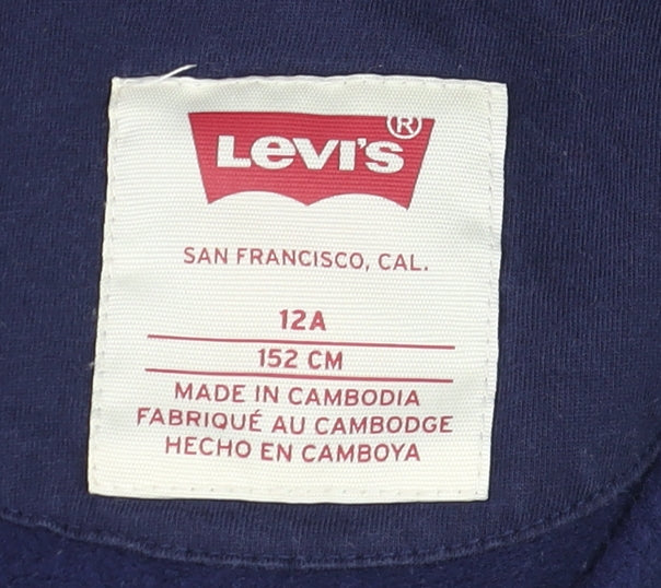 Levi's Boys Blue Full Zip Hoodie Size 12 Years Cotton Blend Casual