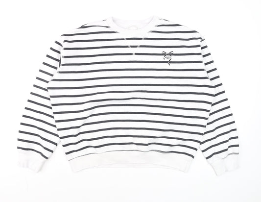 H&M Women's White Black Striped Pullover Sweatshirt Size S