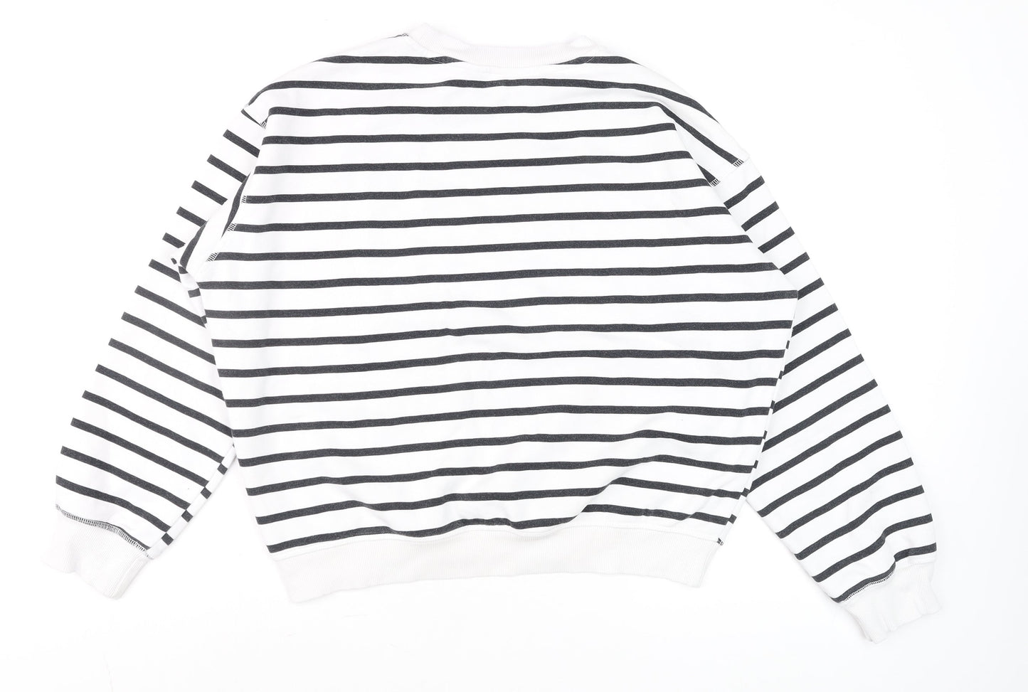 H&M Women's White Black Striped Pullover Sweatshirt Size S