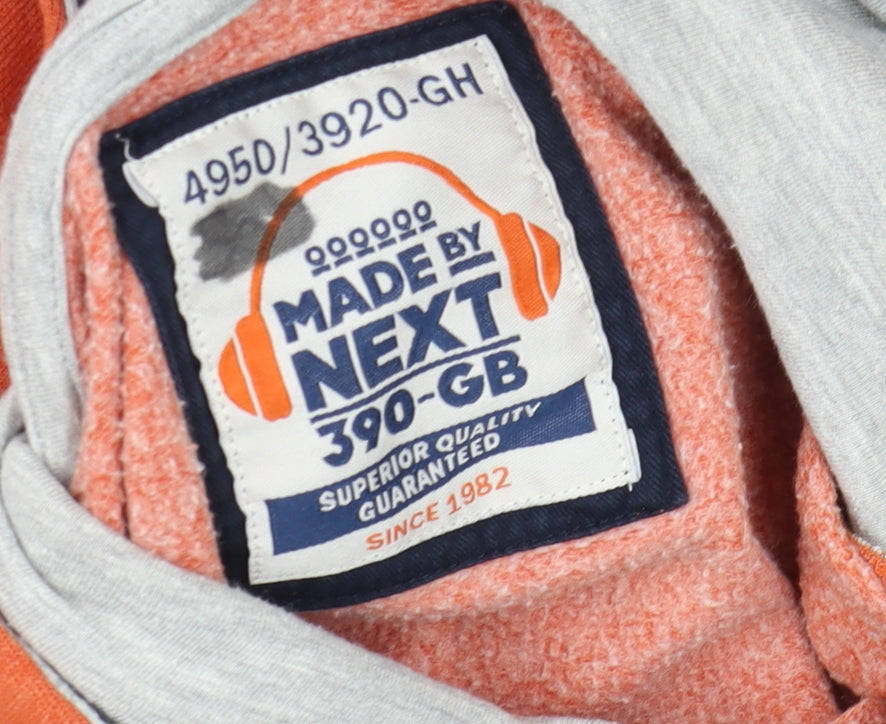 Next Boys Orange Pullover Hoodie 14 Years Cotton Blend Authentic Print
