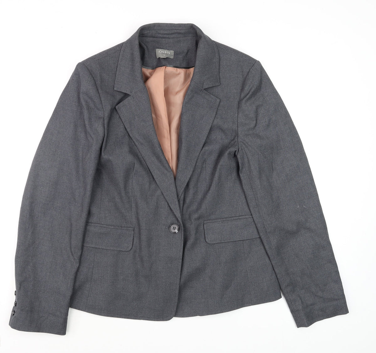 Oasis Women Grey Size 14 Classic Single Breasted Blazer