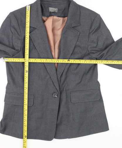 Oasis Women Grey Size 14 Classic Single Breasted Blazer