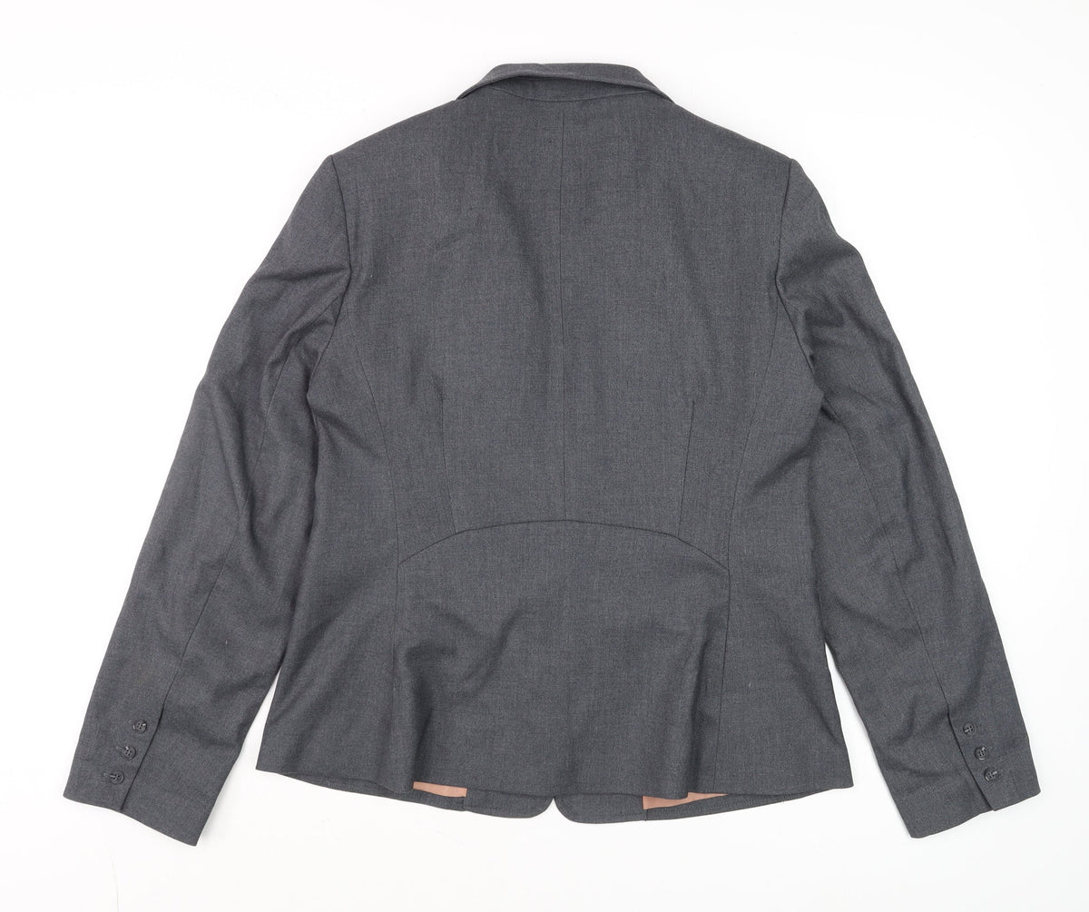 Oasis Women Grey Size 14 Classic Single Breasted Blazer