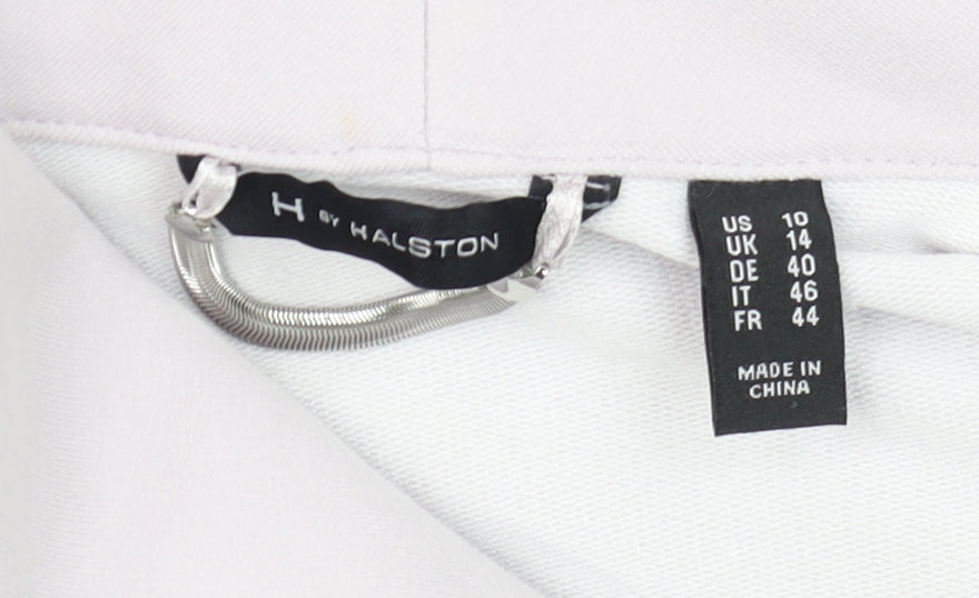 H by Halston Women Ivory Biker Jacket Size 14 Collared Zip Front
