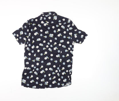 Ted Baker Women's Blue Floral Cotton Button-Up Shirt Size 14