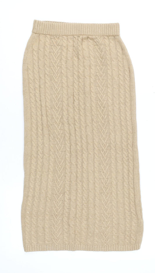 Marks and Spencer Womens Beige Knit Midi Pencil Skirt Size S