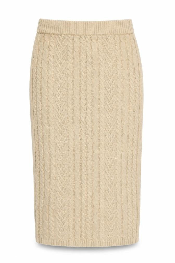 Marks & Spencer Womens Beige Knit Midi Pencil Skirt Size S