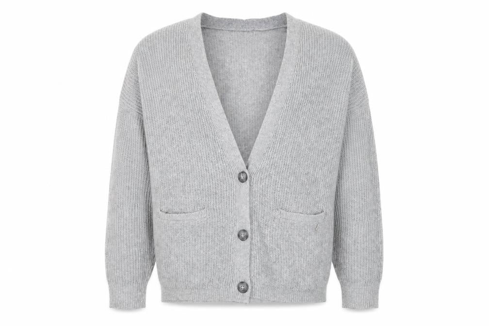 Hollister Men's Grey Chunky-Knit Cardigan M Long Sleeve Cotton Blend