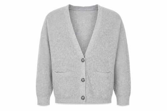 Hollister Men's Grey Chunky-Knit Cardigan M Long Sleeve Cotton Blend