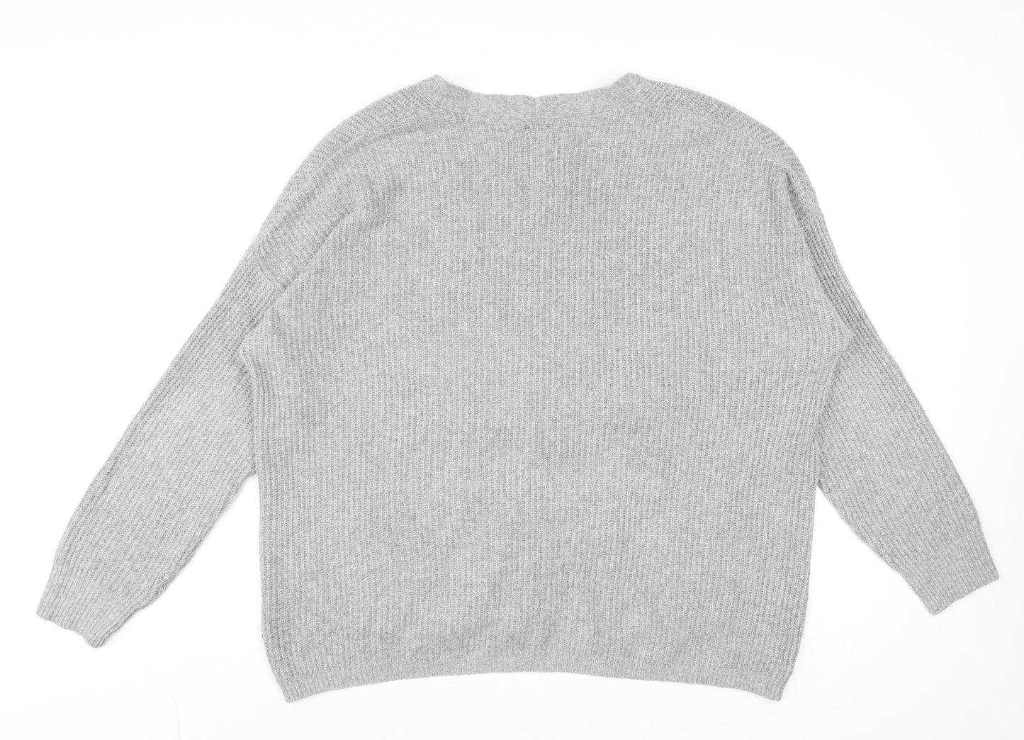 Hollister Men's Grey Chunky-Knit Cardigan M Long Sleeve Cotton Blend