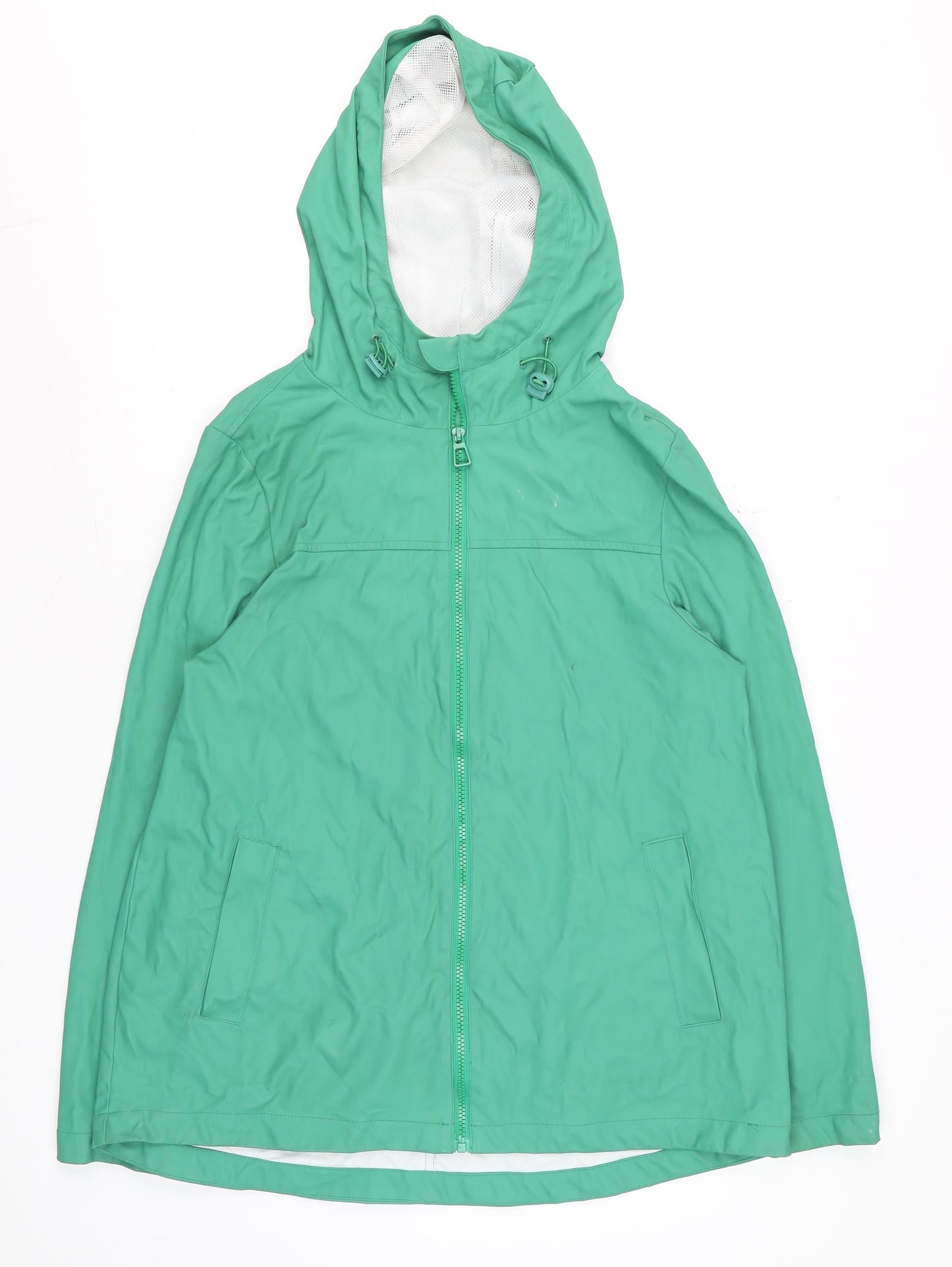 Dunnes Women Green Hooded Mid-Length Rain Coat Jacket Size 10