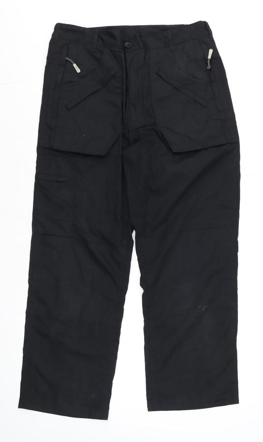 Trojan Men’s Black Cargo Work Trousers 34W 29L Polyester Cotton