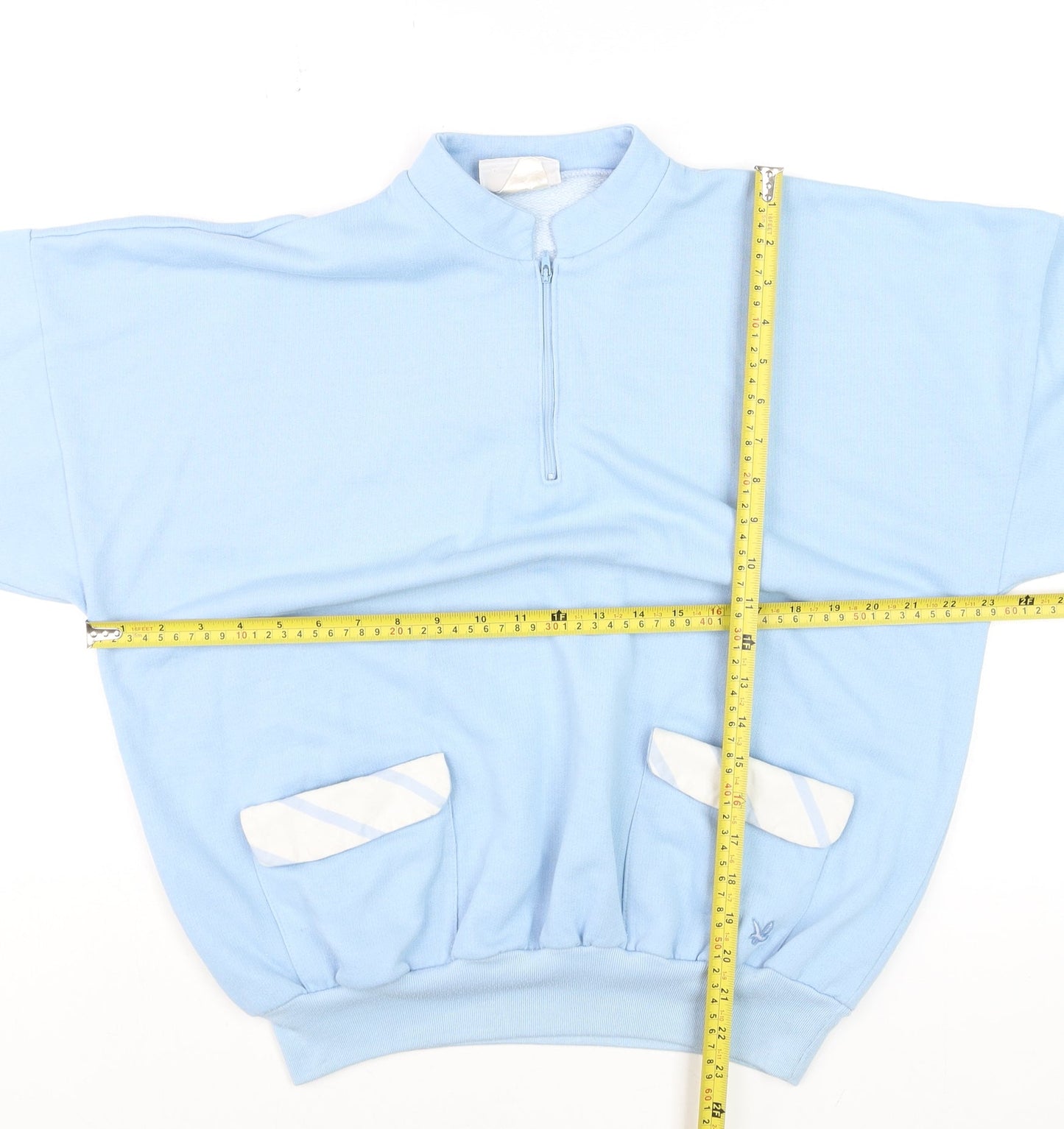 Lyle & Scott Women's Blue Relaxed Fit 3/4 Sleeve Zip Top M