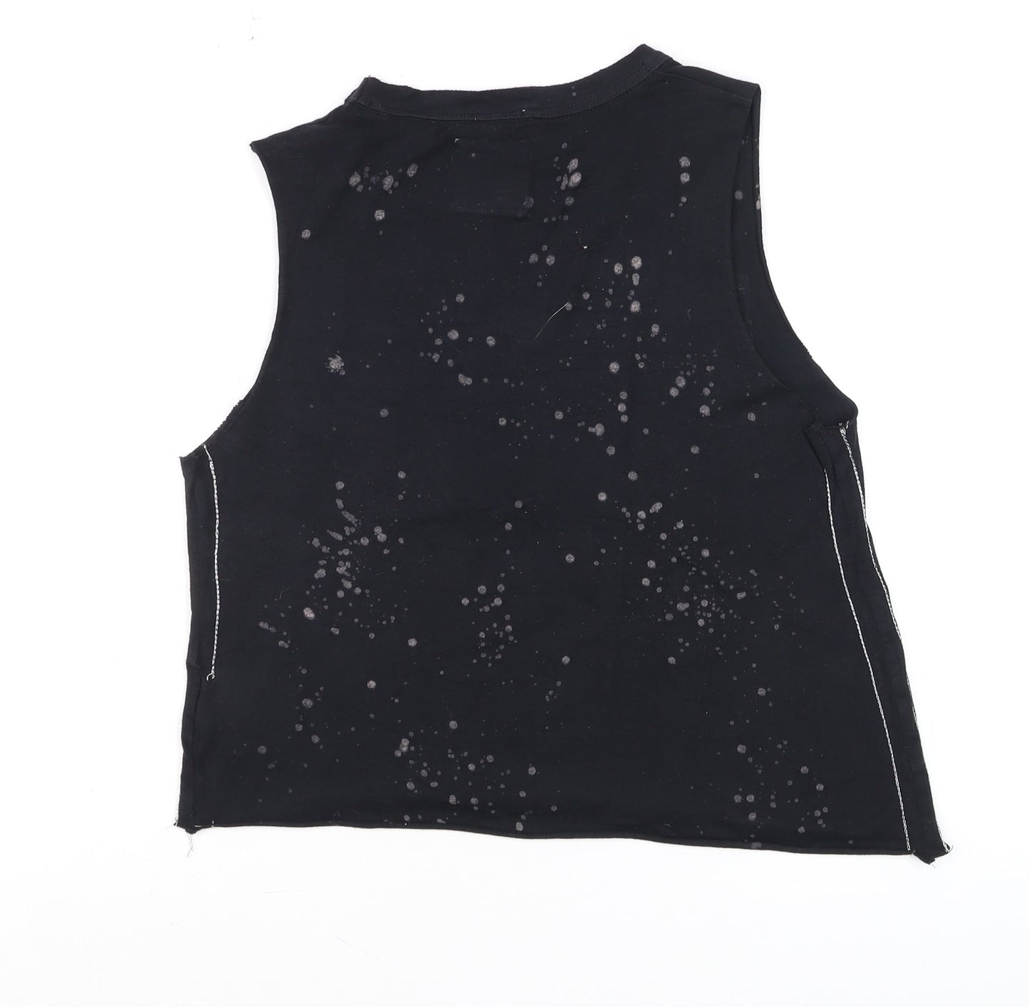 Superdry Womens Black XS Cropped Tank Top 1979 Tour Graphic
