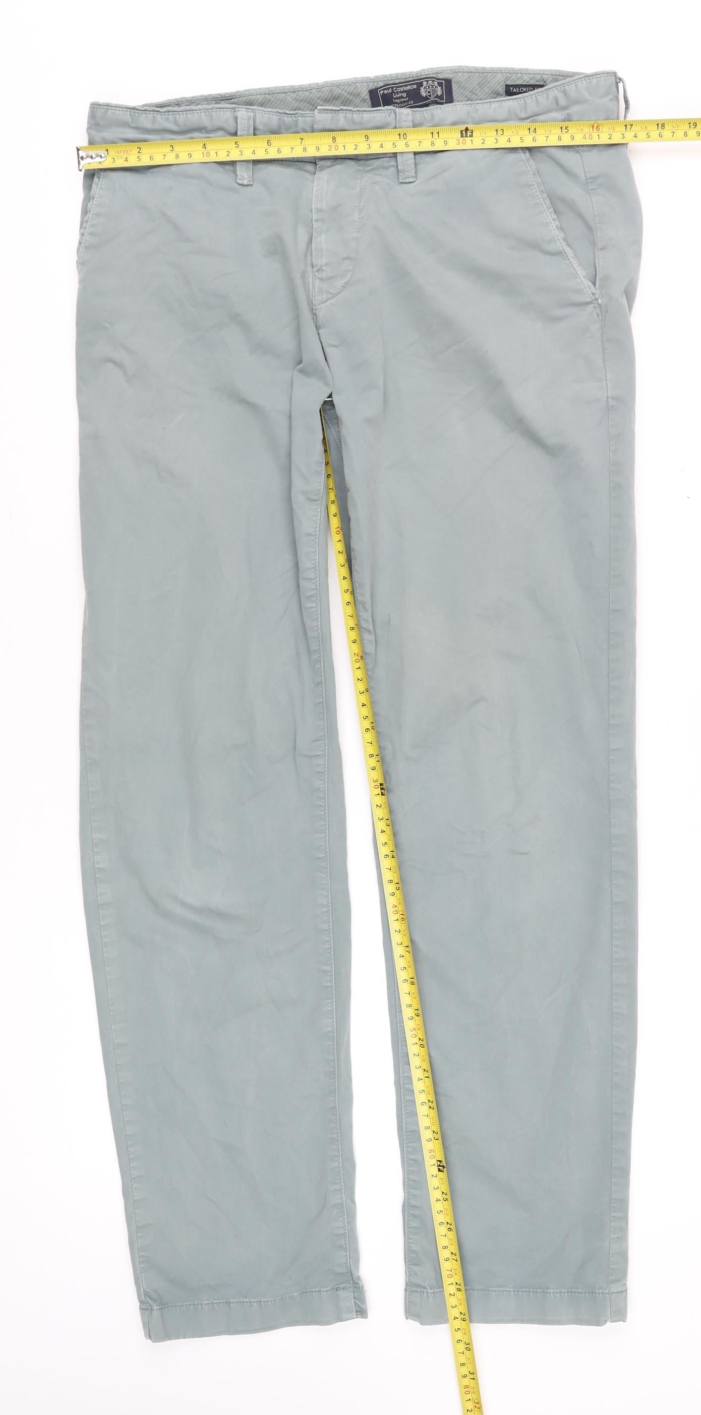 Paul Costelloe Living Men's Grey Chino Trousers W32 L31 Slim Fit
