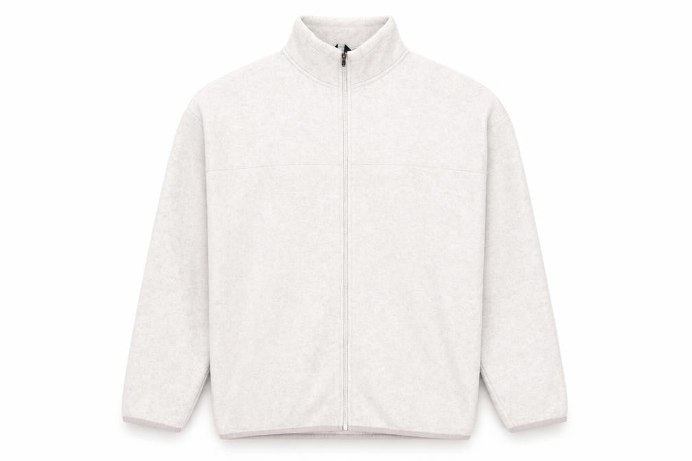 ASOS DESIGN Men's Beige Fleece Full Zip Sweatshirt L Regular Fit