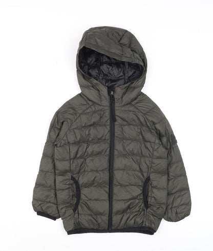 Additional front view of TOG24 boys’ green hooded puffer jacket 6 years lightweight down coat