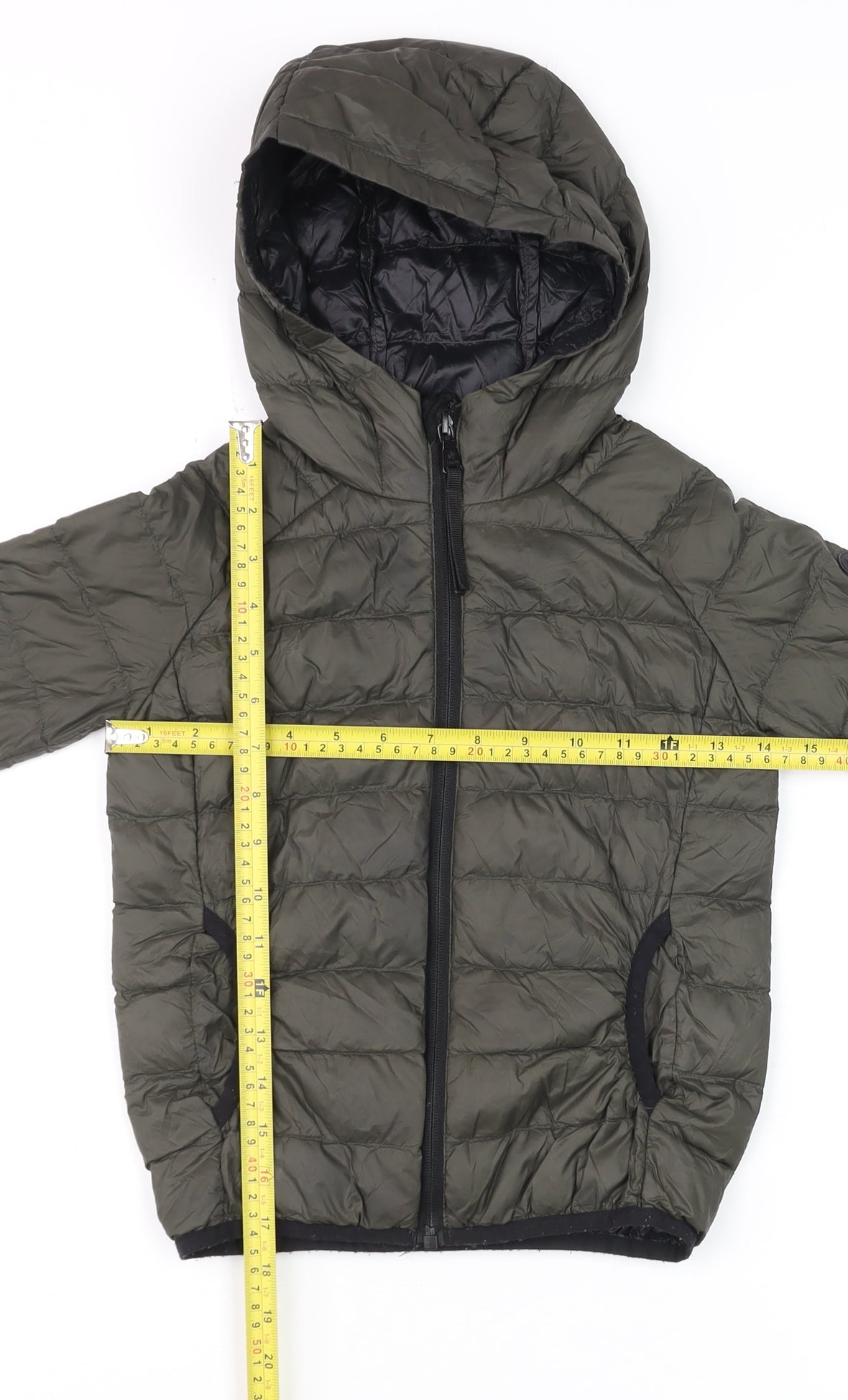 TOG24 Boys Green Hooded Puffer Jacket 6 Years Lightweight Down Coat