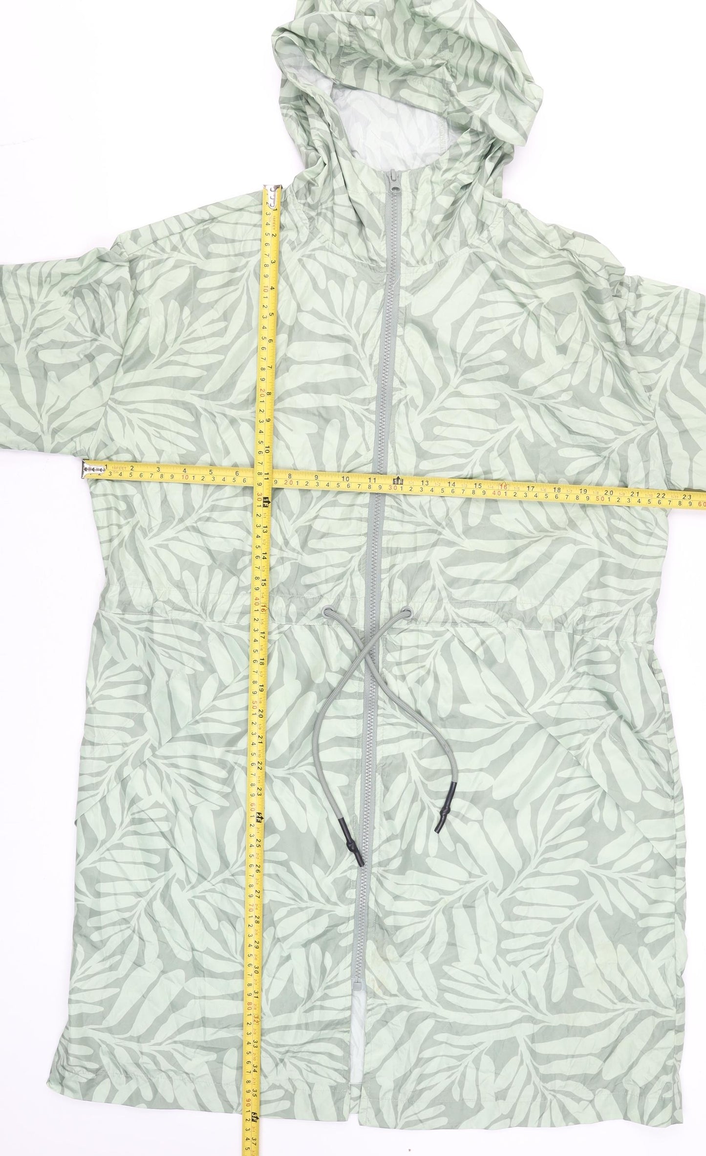 Dunnes Women’s Green Floral Hooded Lightweight Rain Coat M