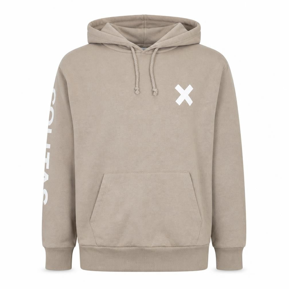 Collusion Men’s Beige Pullover Hoodie XS Fleece Logo Graphic