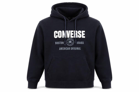 Converse Men Blue Pullover Hoodie S Fleece Logo