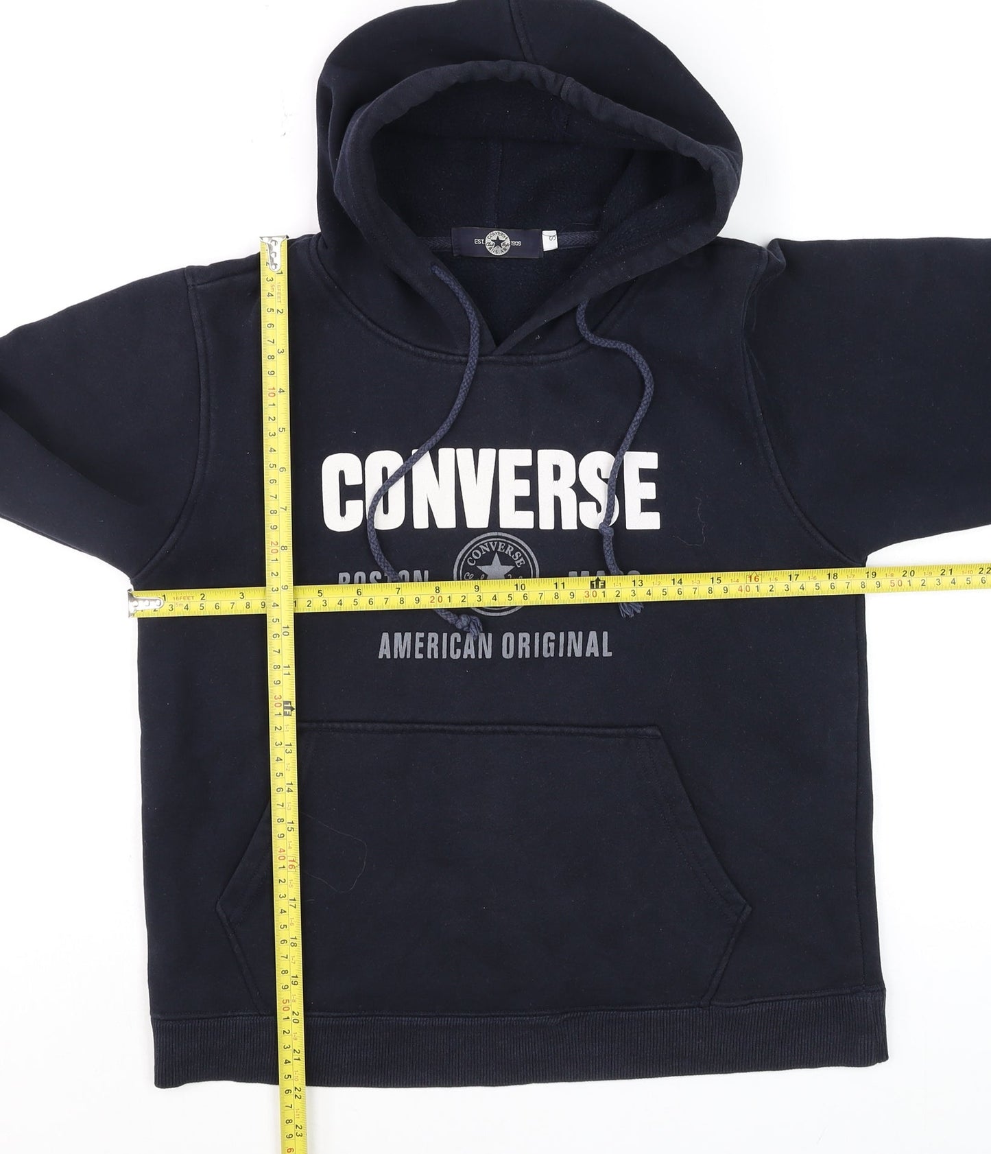 Converse Men Blue Pullover Hoodie S Fleece Logo