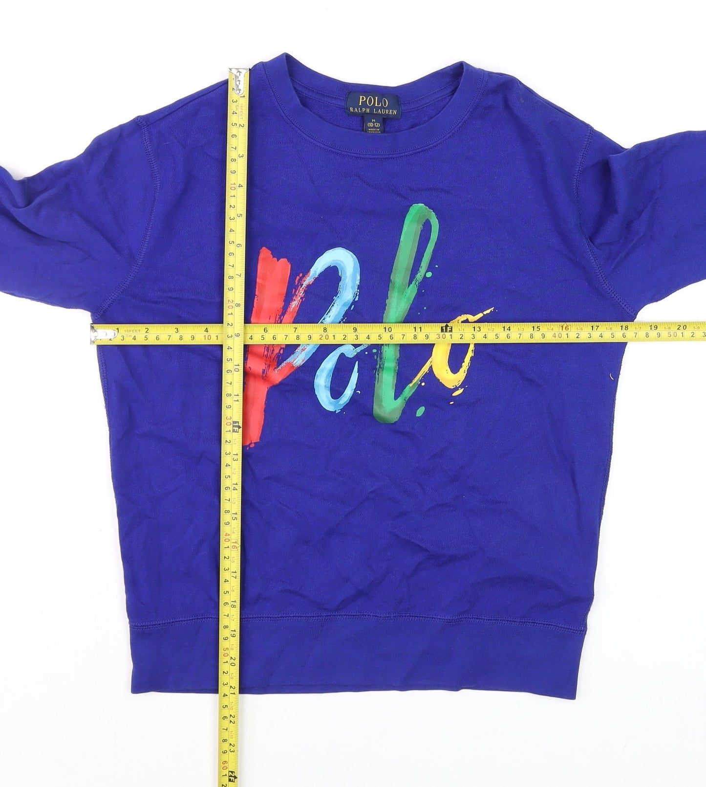 Ralph Lauren Boys Blue Long Sleeve Logo Pullover Cotton T-Shirt 10-12 Years