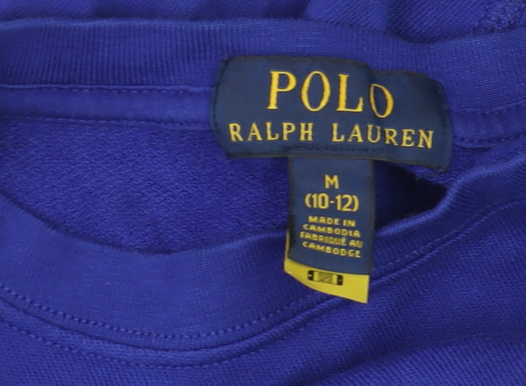 Ralph Lauren Boys Blue Long Sleeve Logo Pullover Cotton T-Shirt 10-12 Years
