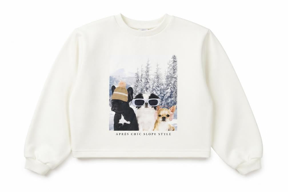 Marks & Spencer Girls Ivory Dog Print Pullover Sweatshirt 10-11 Years
