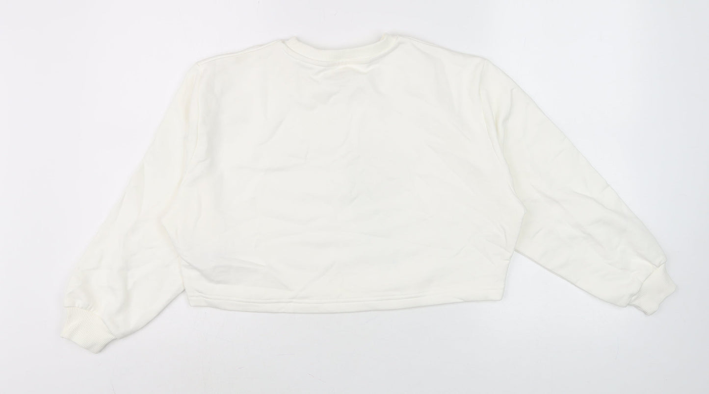 Marks and Spencer Girls Ivory Dog Print Pullover Sweatshirt 10-11 Years